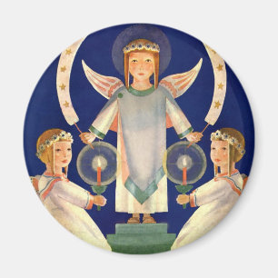 Vintage Christmas, Scandinavian Santa Lucia Angels Magnet