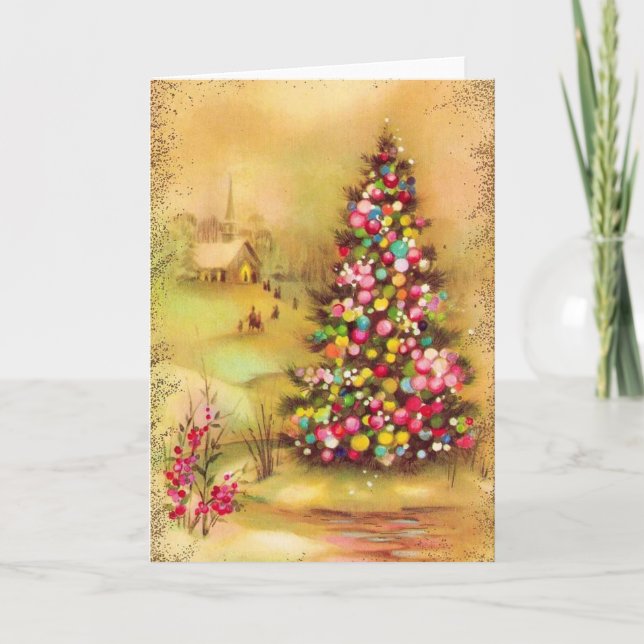 Vintage Christmas Scene Holiday Card (Front)