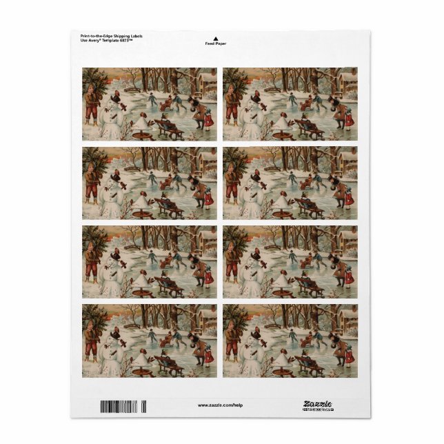 Vintage Christmas scene ice skating (Full Sheet)