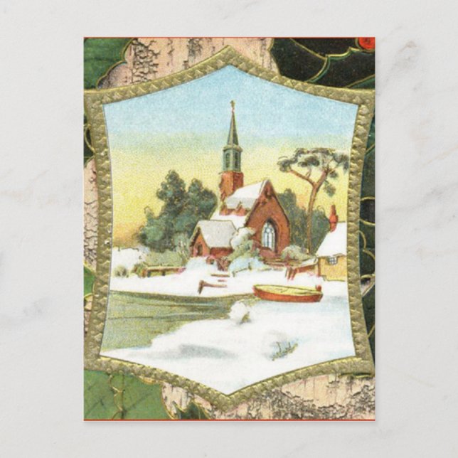 Vintage Christmas Scene Postcard (Front)