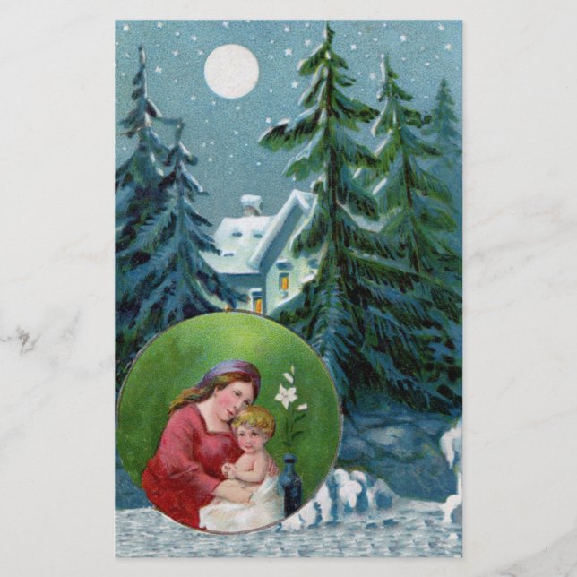 Vintage Christmas Scene Stationery (Front)