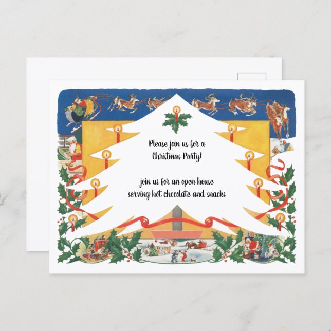 Vintage Christmas Scene with Santa Claus Postcard (Front/Back)