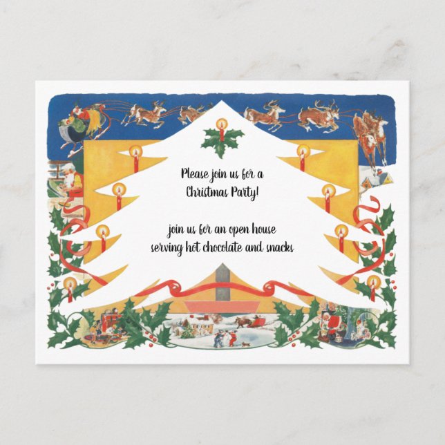 Vintage Christmas Scene with Santa Claus Postcard (Front)