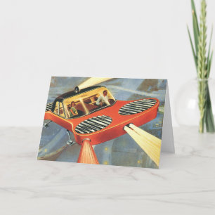 Vintage Christmas, Science Fiction Futuristci Car Holiday Card