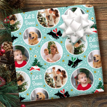 Vintage Christmas Scottie Dog Photo Collage Aqua