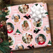Vintage Christmas Scottie Dog Photo Collage Pink