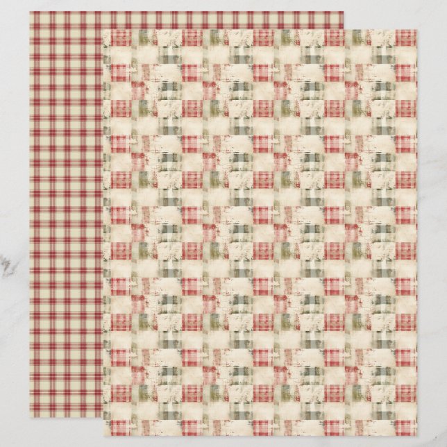 Vintage Christmas Scrapbook Paper (Front/Back)