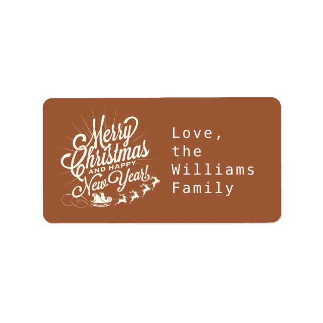 Vintage Christmas Script TerraCotta Gift Label (Front)