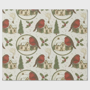Vintage Christmas Seamless Pattern Wrapping Paper