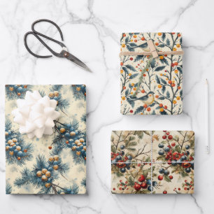 Vintage Christmas Seamless Pattern Wrapping Paper Sheet