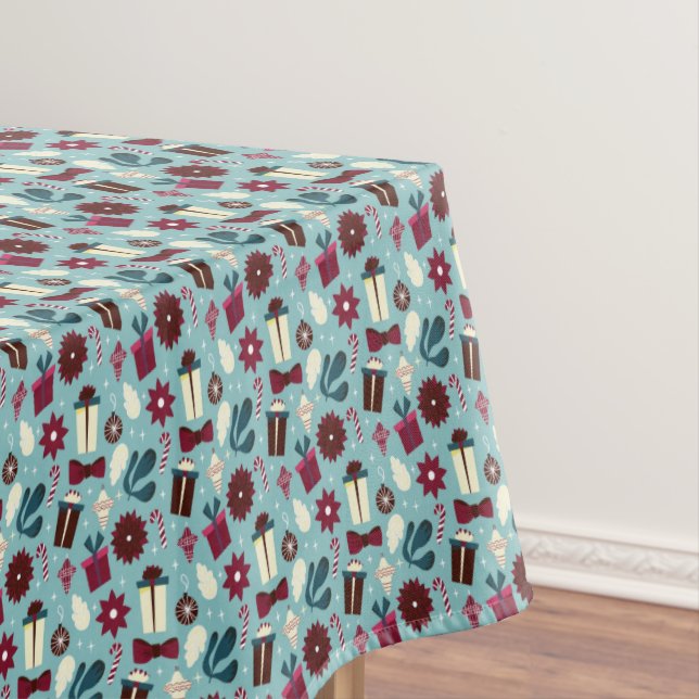 Vintage Christmas Season Gift Doodle Tablecloth (In Situ)