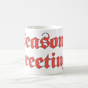 Vintage Christmas, Season's Greetings Text in Red Coffee Mug
