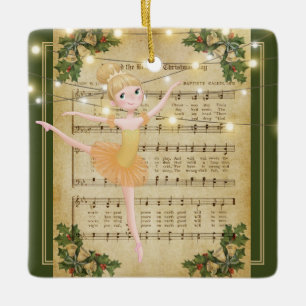 Vintage Christmas Sheet Music and Ballerina Ceramic Ornament