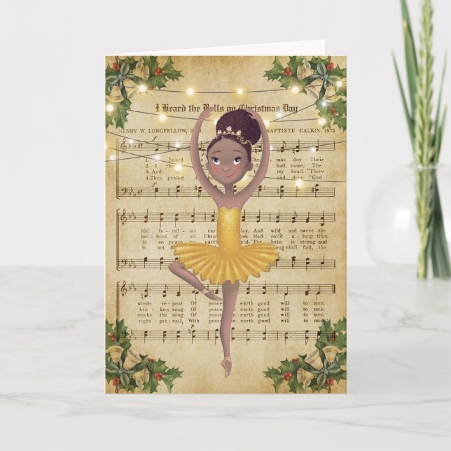 Vintage Christmas Sheet Music and Ballerina Holiday Card (Front)