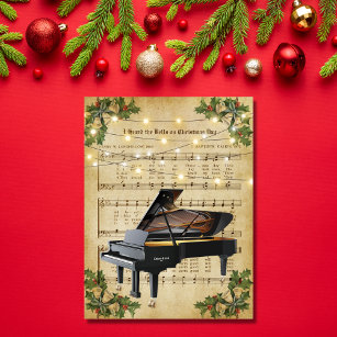 Vintage Christmas Sheet Music and Piano Postcard
