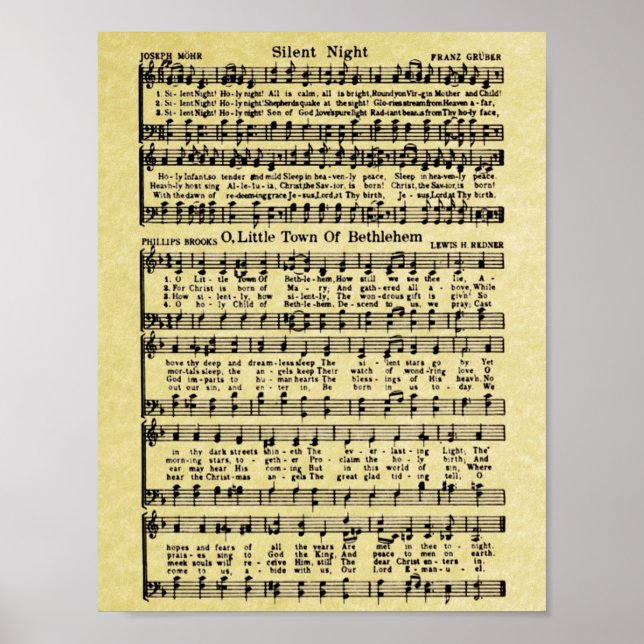 Vintage Christmas Sheet Music Replica Poster (Front)