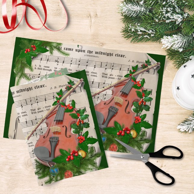 Vintage Christmas Sheet Music with Festive Violin (Creator Uploaded)