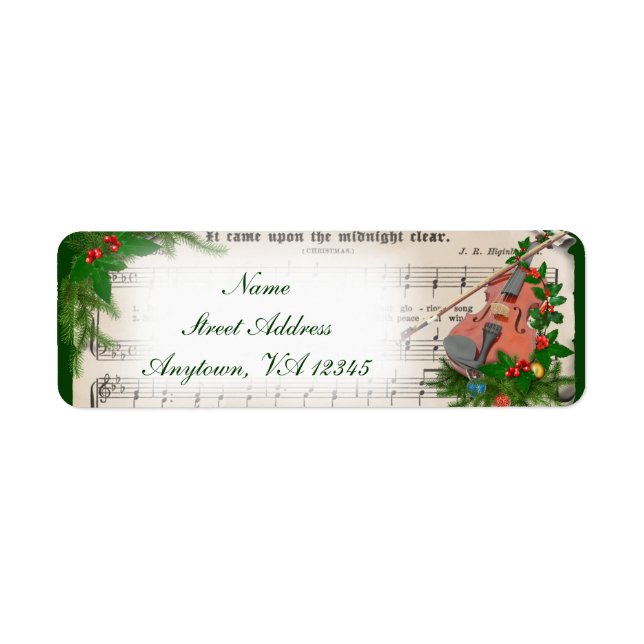 Vintage Christmas Sheet Music with Festive Violin (Front)