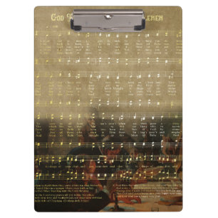 Vintage Christmas Sheet Music Wooden Keepsake Box Clipboard