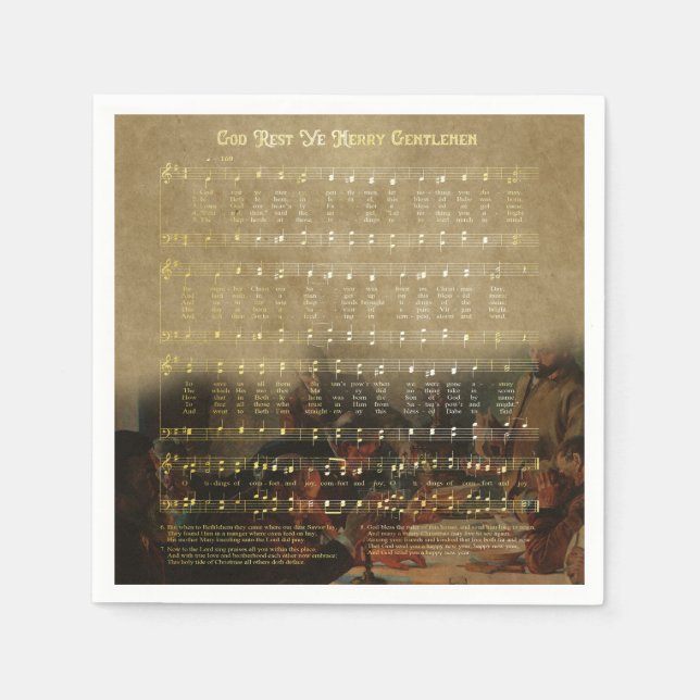 Vintage Christmas Sheet Music Wooden Keepsake Box  Napkin (Front)