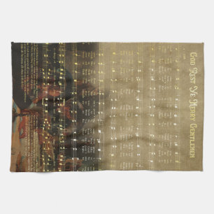 Vintage Christmas Sheet Music Wooden Keepsake Box Tea Towel