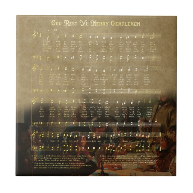 Vintage Christmas Sheet Music Wooden Keepsake Box  Tile (Front)