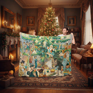 Vintage Christmas Sherpa Blanket