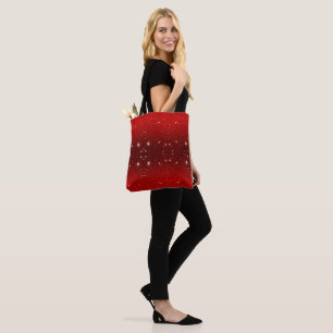 Vintage Christmas, Shining Stars in Red Galaxy Tote Bag