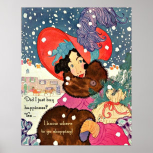Vintage Christmas Shopaholic Poster