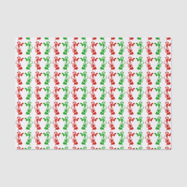 Vintage Christmas Shoppers Tissue Paper (Front)
