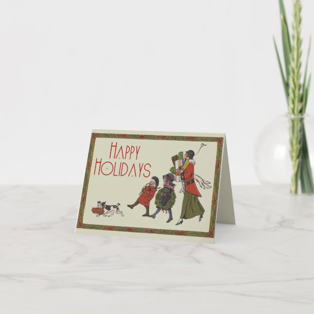 Vintage Christmas Shopping Family Fun Card (Front)