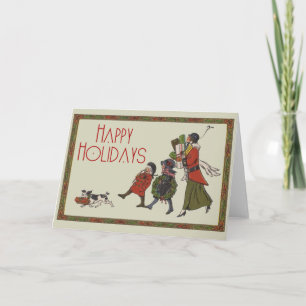 Vintage Christmas Shopping Family Fun Holiday Card