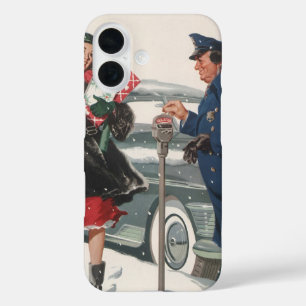 Vintage Christmas, Shopping Presents Policeman iPhone 16 Case