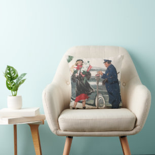 Vintage Christmas, Shopping Presents Policeman Cushion