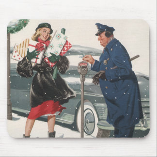 Vintage Christmas, Shopping Presents Policeman Mouse Mat
