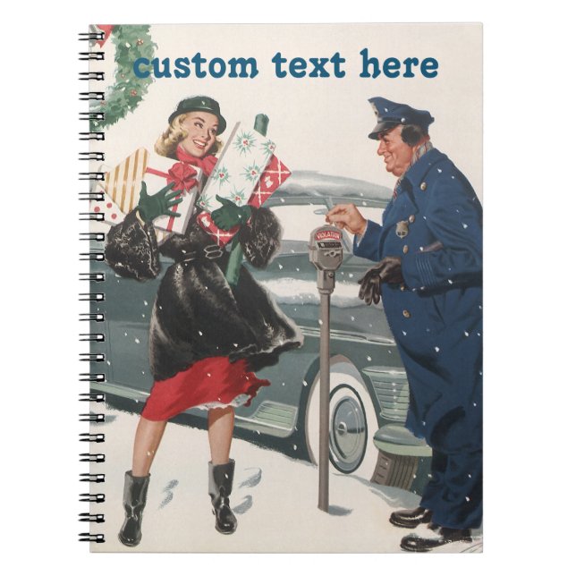 Vintage Christmas, Shopping Presents Policeman Notebook (Front)