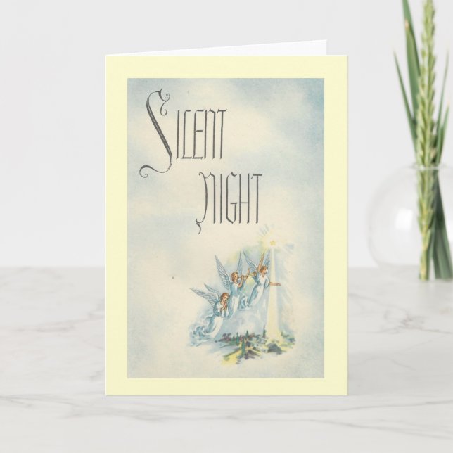 Vintage Christmas Silent Night Angels Holiday Card (Front)