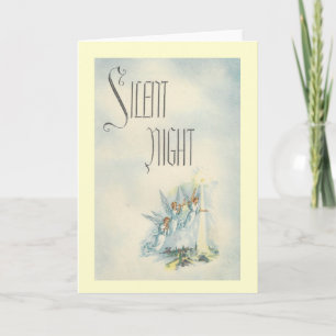 Vintage Christmas Silent Night Angels Holiday Card