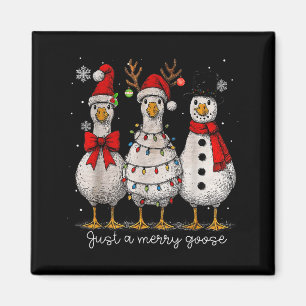 Vintage Christmas Silly Goose Santa Reindeer Men W Magnet