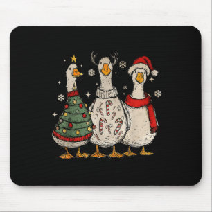 Vintage Christmas Silly Goose Santa Reindeer Men W Mouse Mat