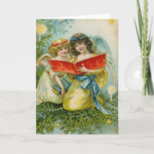 Vintage Christmas Singing Angels Holiday Card
