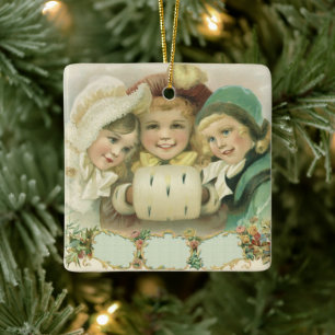 Vintage Christmas Sisters, Victorian Children Ceramic Tree Decoration
