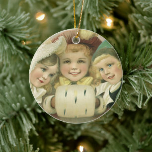 Vintage Christmas Sisters, Victorian Children Ceramic Tree Decoration