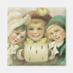 Vintage Christmas Sisters, Victorian Children Magnet