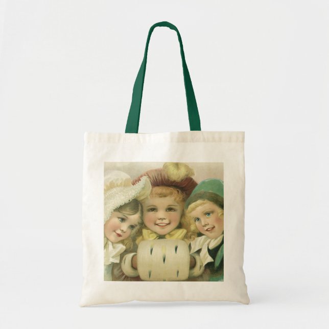 Vintage Christmas Sisters, Victorian Children Tote Bag (Front)