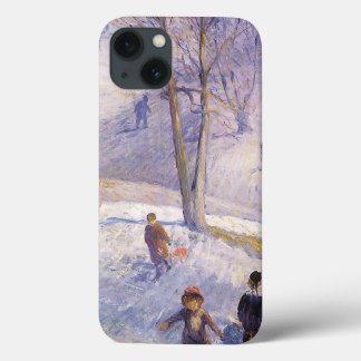Vintage Christmas, Sledding, Central Park Glackens iPhone 13 Case