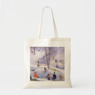 Vintage Christmas, Sledding, Central Park Glackens Tote Bag