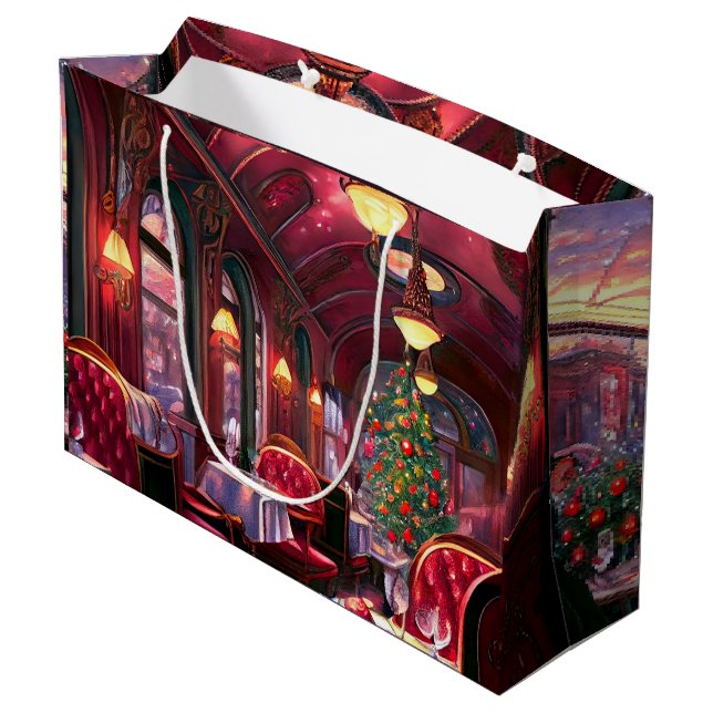 Vintage Christmas Sleep Express Restaurant  Large Gift Bag (Back Angled)