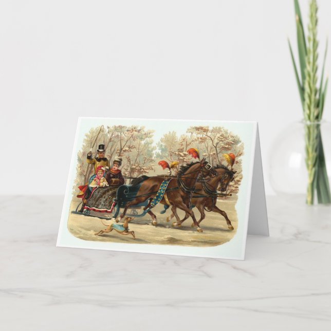 Vintage Christmas sleigh ride Christmas card (Front)