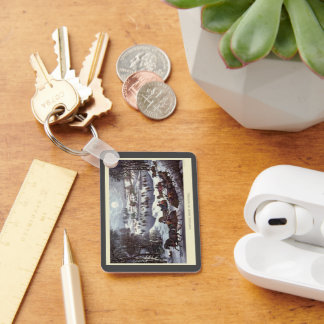 Vintage Christmas Sleighs, Central Park in Winter Key Ring